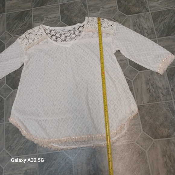 Curio New York Size Pm Elegant White Lace Blouse - Picture 9 of 11